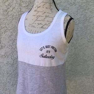 Let’s just pretend it’s Saturday Graphic T-shirt Tank Top Colorblock